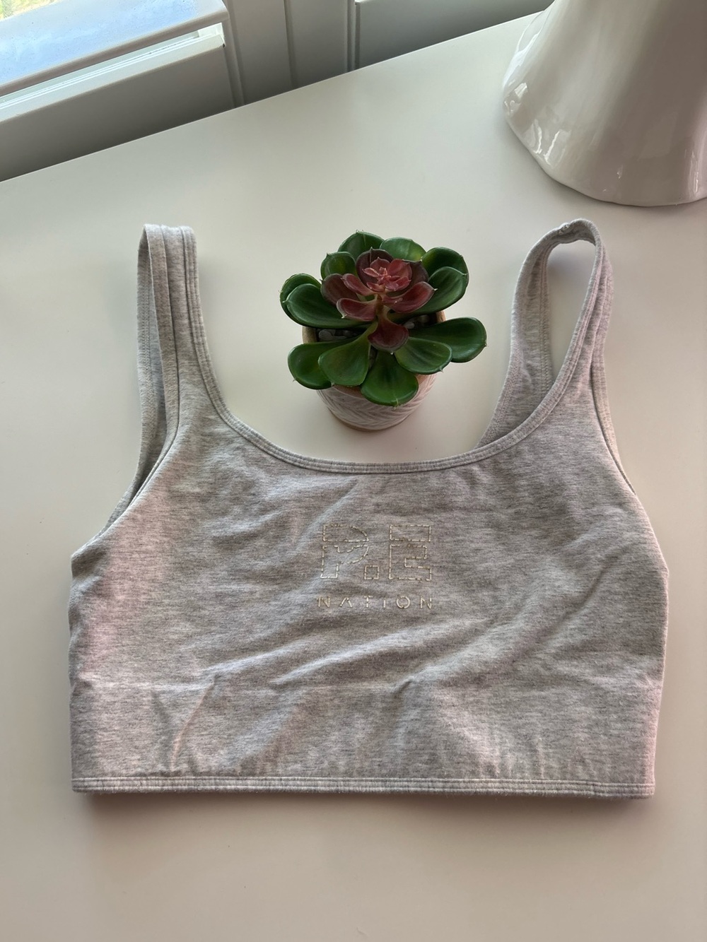 P.E Nation Gray Logo Sports Bra XS